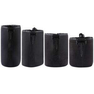 4 PCS Neoprene SLR Camera Lens Carrying Bag Pouch Bag with Carabiner, Size: 10x22cm, 10x14cm, 10x18cm, 8x10cm