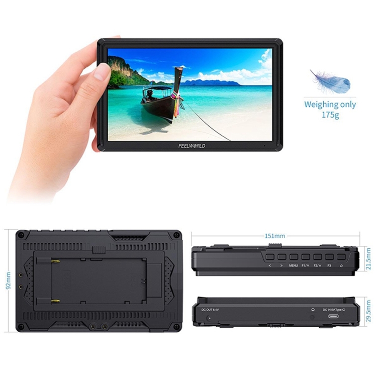 FEELWORLD FW568 V3 6 inch 3D LUT DSLR Camera Field Monitor, IPS Full HD 1920 x 1152, Support HDMI Input Output Tilt Arm - Image 5