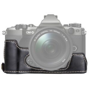 1/4 inch Thread PU Leather Camera Half Case Base for Olympus EM5 / EM5 Mark II, For Olympus EM5