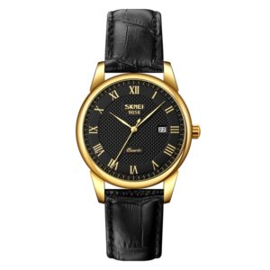 SKMEI 9058 Multifunctional Outdoor Fashion Waterproof Gold Shell Quartz Wrist Watch, Women Style Black Face Black Strap, Women Style Silver Face Brown Strap, Women Style Gold Face Brown Strap, Men Style Silver Face Brown Strap...