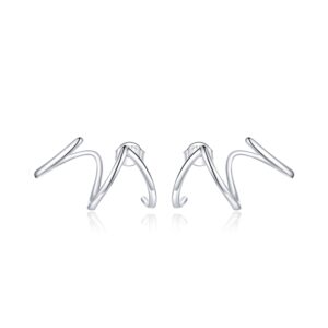 S925 Sterling Silver Simple Style Lines Women Earrings