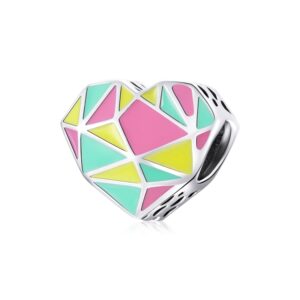 S925 Sterling Silver Heart Geometry Beads DIY Bracelet Necklace Accessories
