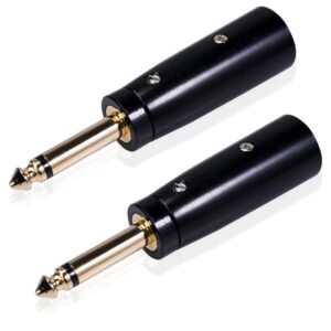2 PCS LZ1168G Gilded 6.35mm Mono Male to XRL Male Audio Adapter Microphone Stereo Speaker Connector