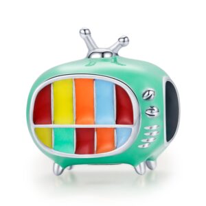 S925 Sterling Silver Mini Color TV Beads DIY Bracelet Necklace Accessories