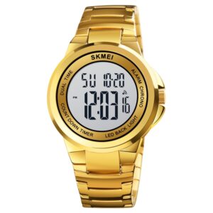 SKMEI 1712 Dual Time LED Digital Display Luminous Stainless Steel Strap Electronic Watch