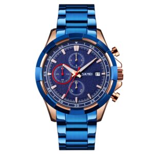 SKMEI 9192 Men Calendar Timing Stainless Steel Belt Luminous Quartz Watch