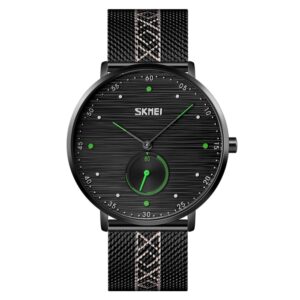 SKMEI 9218 Men Horizontal Striped Arabic Numeral Dial Mesh Belt Quartz Watch