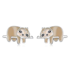 S925 Sterling Silver Cute Sloth Ear Studs Women Earrings
