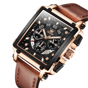 OLEVS 9919 Square Dial Chronograph Luminous Quartz Watch for Men