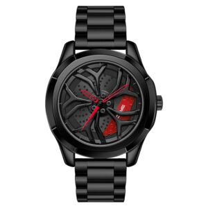 SANDA 1065 3D Hollow Out Wheel Non-rotatable Dial Quartz Watch for Men, Steel Belt, Leather Belt, Mesh Belt