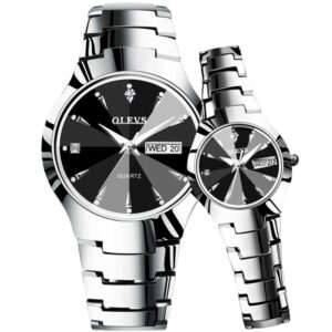 OLEVS 8697 Couple Fashion Waterproof Luminous Quartz Watch, OLEVS 8697 (Black)