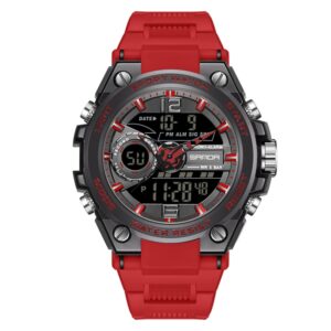 SANDA 6092 Luminous Dual Time Display Waterproof Sports Watch, EDA003166501A, EDA003166501B, EDA003166501C, EDA003166501D, EDA003166501E, EDA003166501F