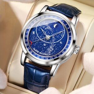 OLEVS 9923 Luminous Starry Dial Automatic Mechanical Men Watch