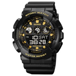 SKMEI 1857 Stainless Steel Buckle PU Strap Waterproof Electronic Watch
