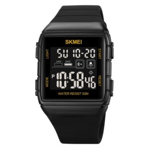 SKMEI 1960 Stainless Steel Buckle Silicone Strap Waterproof Electronic Watch, 1960 Black Gold, 1960 Black and White Machine, 1960 Black and Black Machine, 1960 Blue, 1960 Light Grey