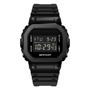 SANDA 2126 Tempered Mirror Luminous Waterproof Dual Display Electronic Watch