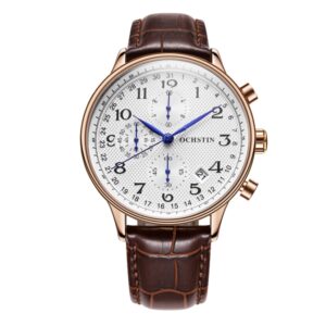 Multifunctional Quartz Men Leather Watch, Ochstin 6050C