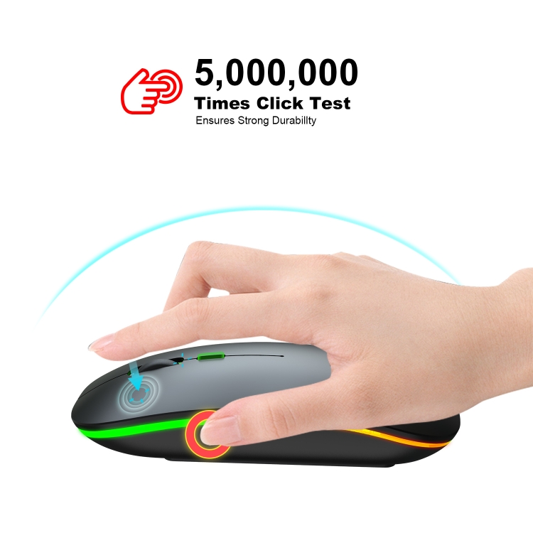 HXSJ T18 2.4GHZ 1600dpi Dual-mode Light-emitting Wireless Mouse USB + Bluetooth 5.1 Rechargeable - Image 12