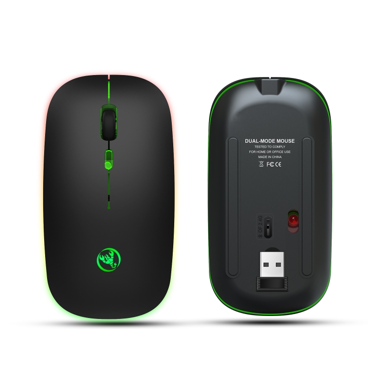 HXSJ T18 2.4GHZ 1600dpi Dual-mode Light-emitting Wireless Mouse USB + Bluetooth 5.1 Rechargeable - Image 7