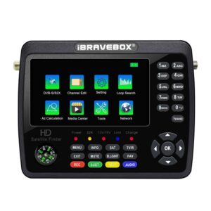iBRAVEBOX V10 Finder Max+ 4.3 inch Display Digital Satellite Meter Signal Finder, Support DVB-S/S2/S2X AHD, EU Plug, US Plug, UK Plug, AU Plug