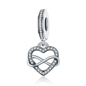 S925 Sterling Silver Heart Shaped Diamond Pendant DIY Bracelet Necklace Accessories
