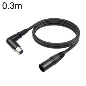 XK041L XLR 3pin Straight Male to Elbow Female Audio Cable, 0.3m, 1m, 2m, 3m, 5m, 10m