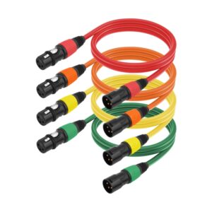 4 Color / Set JC1015 XLR 3pin Male to Female Audio Cable, 1m, 1.8m