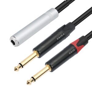 6.35mm 1/4 TRS Stereo Female to Dual Male Y-type Audio Cable, 6.35mm F to 2 x M