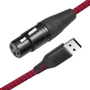 USB-A to XLR Female Audio Recording Cable for Dynamic Microphone, 1m, 2m, 3m