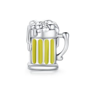 S925 Sterling Silver Beer Mug Beads DIY Bracelet Necklace Accessories