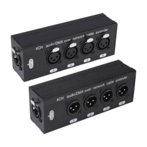 4 Channel XLR Male to Female Expander Splitter Breakout Box RJ45 Ethernet Extension