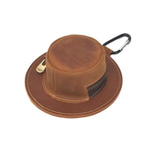 Crazy Horse Genuine Leather Retro Hat Design Coin Purse Small Wallet Waist Pouch