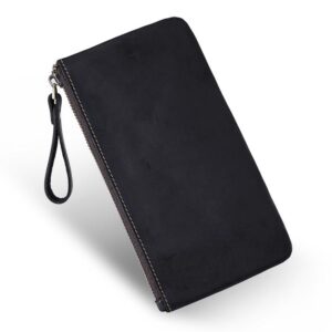 Vintage Genuine Leather Large Capacity Clutch Bag Phone Organizer Wallet Pen Case