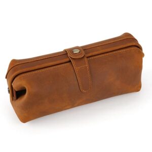 Vintage Genuine Leather Large Capacity Clutch Bag Cosmetics Antique Storage Bag