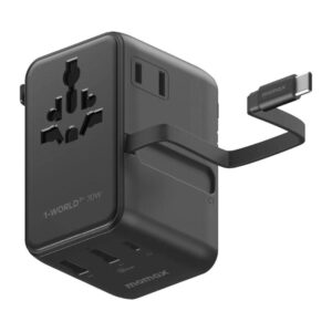 MOMAX UA30 1-World 2+ 70W Dual AC Universal Travel GaN Charger with Retractable Cable, UA30D, UA30L