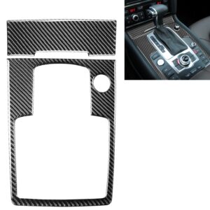 2 in 1 Car Carbon Fiber Gear Panel + Cigarette Lighter Decorative Sticker for Audi Q7 2008-2015, Left Drive