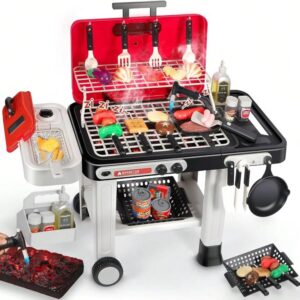 42pcs / Set Electric Sound and Light Spray Children Pretend Simulation Barbecue Grill Toy Set