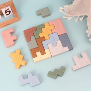10pcs / Set Children Early Educational Soft Building Block Relief-carved Stacking Game, Animals, House