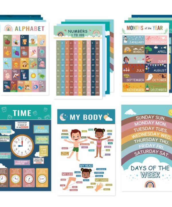 16pcs / Set Children Early Education Bohemian Style English Learning Wall Charts