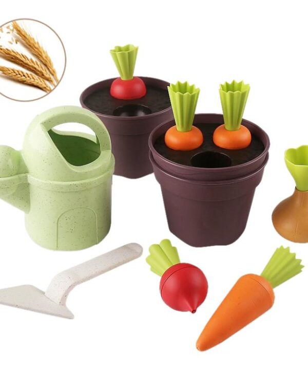 Wheat Straw Children Pretend Play Early Education Toy Potted Plant Set