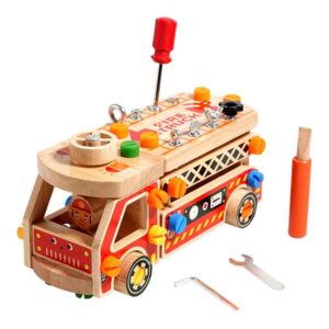 Kids Early Education Multifunctional Solid Wood Disassembly Fire Truck