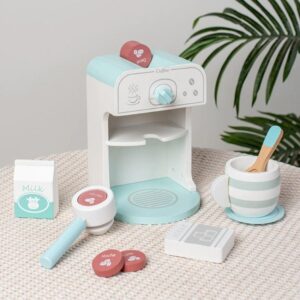 Children Pretend Play Wooden Simulation Coffee Machine Toy