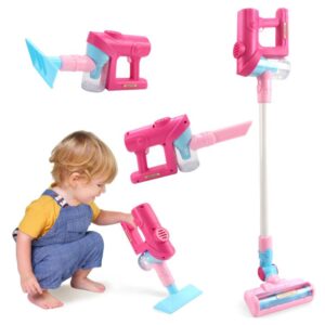 Children Pretend Play Electric Simulation Sound and Light Vacuum Cleaner, without Base (Pink), without Base (Green)