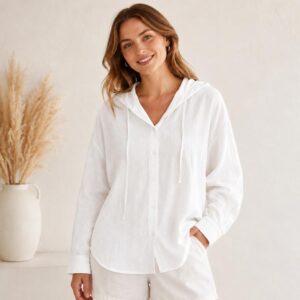 Lightweight Long Sleeve Hooded Linen Sun Protection Coat, M, L, XL, 2XL