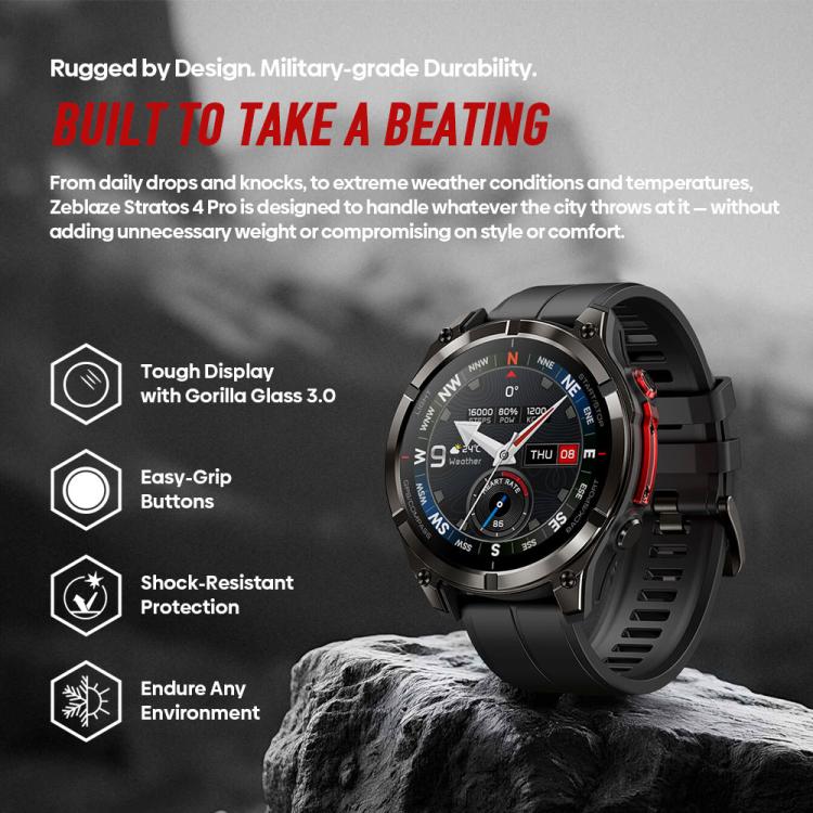 Zeblaze Stratos 4 Pro Rugged Outdoor GPS Smart Watch 1.43 inch Screen 5 ATM & IP69K Built-in Flashlight - Image 5