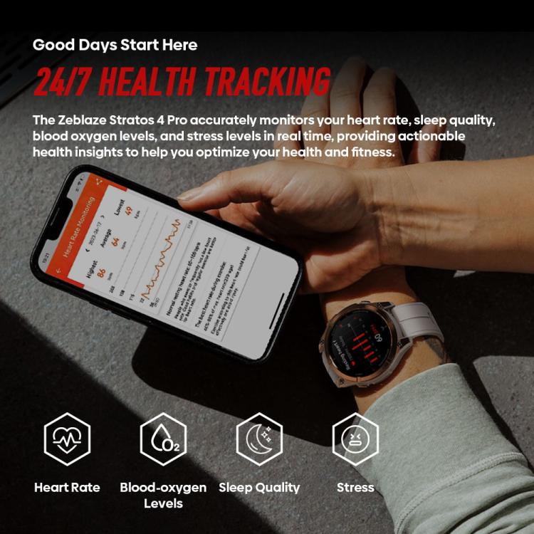 Zeblaze Stratos 4 Pro Rugged Outdoor GPS Smart Watch 1.43 inch Screen 5 ATM & IP69K Built-in Flashlight - Image 9