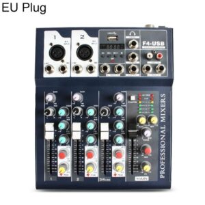 F4 4-Channel Multi-function Professional Bluetooth Live Streaming Mixer, EU Plug, UK Plug, US Plug