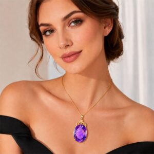 Amethyst Crystal Gemstone Pendant Necklaces