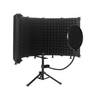 M5P Foldable Five-Panel Microphone Isolation Shield with Phone Clip, Tripod, Pop Filter Kit, M5P Isolation Shield+Phone Clip+Tripod+Pop Filter