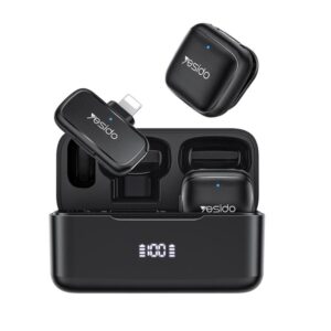 Yesido KR30 1 to 2 Wireless Lavalier Microphone 8 Pin Receiver with Charging Box